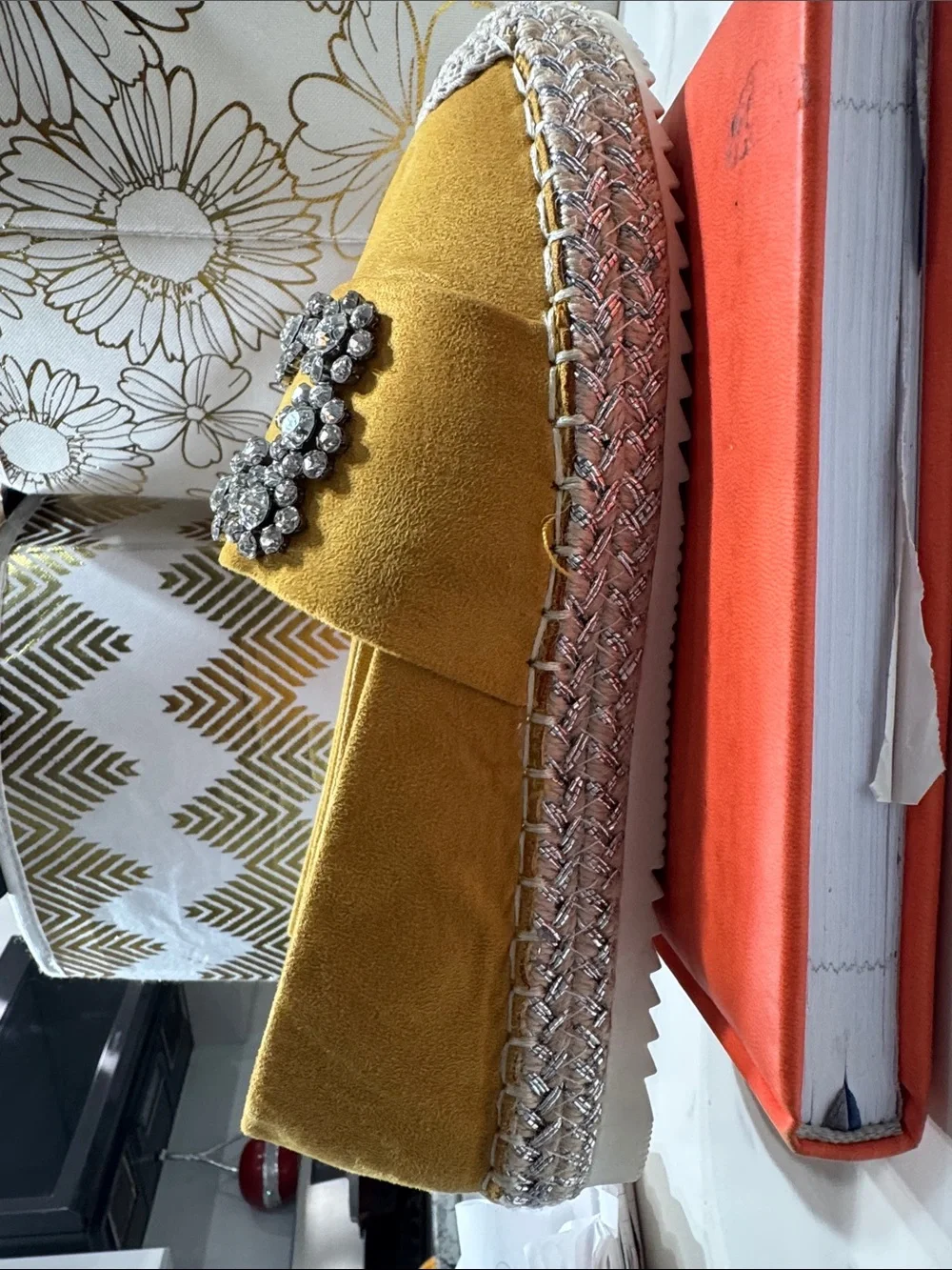 Zapshop Yellow Suede Jeweled Espadrille Loafers